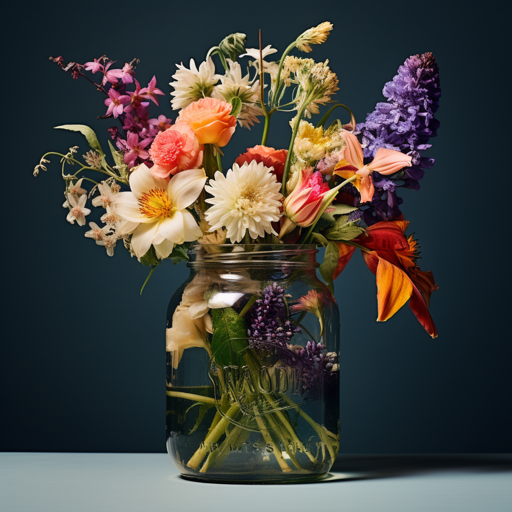 webglowai_mason_jar_of_flowers_063f2aa4-8391-4ac4-b3de-015d4693a513